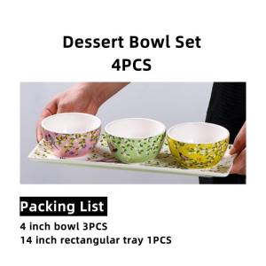 OMK อเมริกันสไตล์ Underglaze ชุดภาชนะเซรามิกบนโต๊ะอาหารชามขนมชุดชามเรื่องราวของซีรีส์ฤดูใบไม้ผลิ