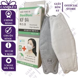 Khẩu trang 4 lớp 3D KF94 con cá Hàn Quốc chống bụi mịn và kháng khuẩn 10 cái/hộp màu trắng màu xám