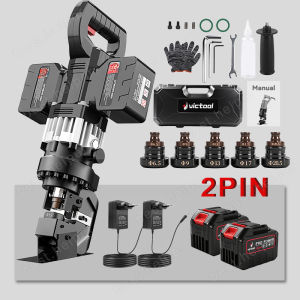 Máy Đột Lỗ Thủy Lực Pin Cầm Tay Công Suất 2200W Đi Kèm 5 Bộ Lỗ Đột - họng sâu 50m - Bảo Hành 2 Năm