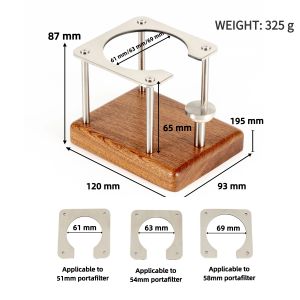 NEOUZA Coffee Tamping Station 51/54/58mm Portafilter Stand Holder Fits Most Espresso Machine，Adjustable Height Sapele Mahogany Stainless Steel