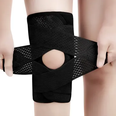 Compression Knee Support Brace with Side Stabilizers Breathable Adjustable Knee Pad for Knee Pain Arthritis Injury Recovery