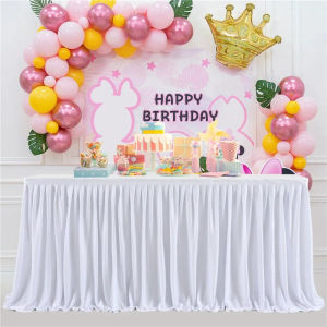 Burgundy Polyester Table Skirting for TablesWrinkle Resistant Pleated Ruffle Table Cloth for BanquetWeddingTradeBaby Shower