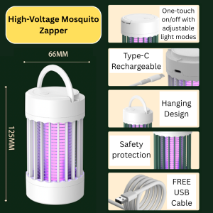360° Mosquito Killer Lamp Zapper | 360° UV Lure | USB Rechargeable | Indoor Outdoor Night Light Camping Use | Silent Electric Bug Catcher