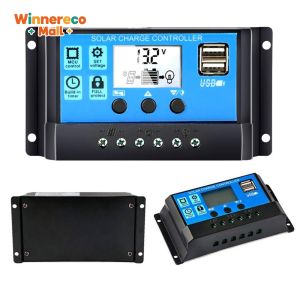 Home Use Solar Panel Controller with LCD Display Adjustable Settings Dual USB Ports Timer for Energy Saving