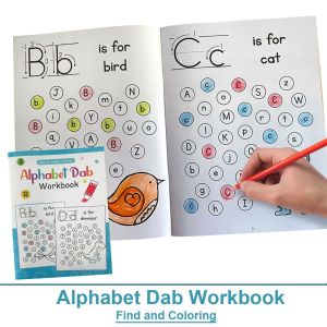 MINIFELE 262 Educational Alphabet Dab Workbook Find and Coloring Letters Exercise Tracing Letters Workbook High Quality Learning Alphabet Directed Drawing Kindergarten Teaching Aids