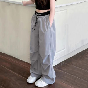 Jogger Pants forTeens Girl Korean Series Splicing Waistband  Pants for kids Girl Jogger Pants Wide-leg Cargo pants for Kids Teens Girl Garterized 5-16Years Quick drying ankle binding