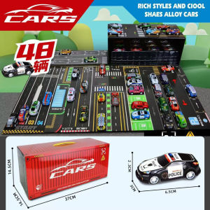 【24H】48 Mini Pull-Back Car Set ChildrenS Inertia Toy Car Boys Gift Parking Alloy Car 48 Cars
