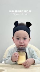 Bình tập hút nước Emoon cho bé từ 6 tháng chất liệu PP an toàn núm slicone mềm chống sặc