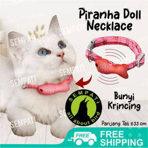 SEMPATI Kalung Kucing Ikan Piranha Kalung Leher Kucing Anjing Kelinci Cat Dog Kitten Adult Puppy Anabul Kalung Lonceng Pita Leher Kucing Neck Strap Cute Little Fish Pet Cat Collar