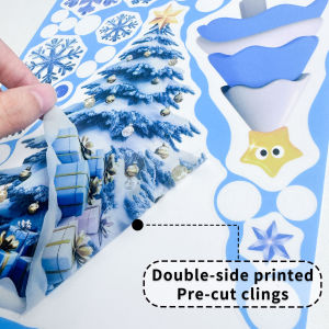 Decal Reuse Decorations Blue Snowflake Easy to Install and Remove Festive Atmosphere Creation