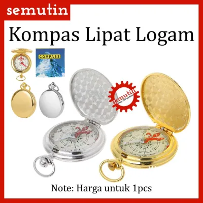 Kompas Lipat Logam 35mm AG82 / Compas Kiblat Compass Petunjuk Arah Sholat Pocket Portable Liontin Lensatic Bahan Aluminium Satelit / Tembaga Saku Kecil Saku Anti Air
