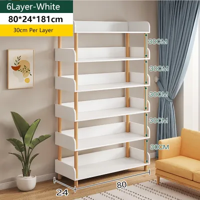 BONA 5layer Multipurpose Bookshelf Home Storage Shelves Rack White Decorative Rack Wooden Bookshelf Display Shelf 書架