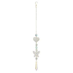 YLISSFU HUT Butterfly Crystal Sun Catcher Heart-Shaped Hanging Ornaments Lighting Crystal Pendant Gifts Sparkling Rainbow Maker Pendant Garden