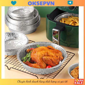 Combo 10 Khay Giấy Bạc 22cm Lót Nồi Chiên Không Dầu Lò Nướng Loại Sâu 4cm