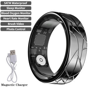 2025 Smart Ring with Gesture Control - TikTok Selfie Remote Heart Rate & Sleep Monitor - 5ATM Waterproof Fitness Tracker with Multi-Sport Modes - Perfect Birthday Gift for Men & Women (iOS/Android)