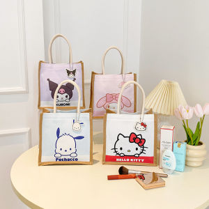 Christmas Gift Halloween Hot Sanrio Hello Kitty My Melody Anime Kawaii Canvas Makeup Bag Cute Kuromi Pochacco Lunch Box Bag Commuter Bag Gifts for Girls