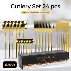 Sendok Garpu Pisau Premium 1 Set 24 Pcs Peralatan Makan Cutlery Stainless Steel