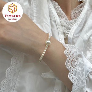 Viviann High Quality Gentle Cream White Pearl Strong Light Round 14k Gold Filled Bracelet Gift Pearl Bracelet 925 Sterling Silver Chain Tiny Pearl Bracelet Sweet Elegant for Girls and Women