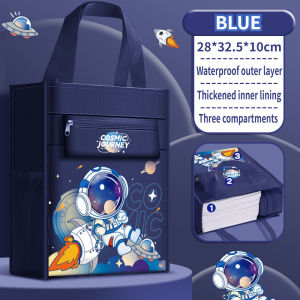 Student Tote Bag Waterproof Tutoring Bag Thickening Handbag for Kids Cartoon School Book Bag A4 Size
