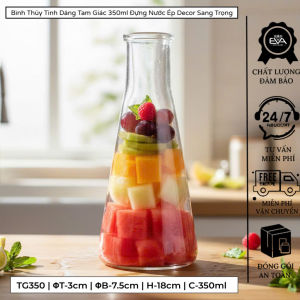 Bình Thủy Tinh Dáng Tam Giác 350ml Đựng Nước Hoa Quả Decor Bắc Âu Sang Trọng
