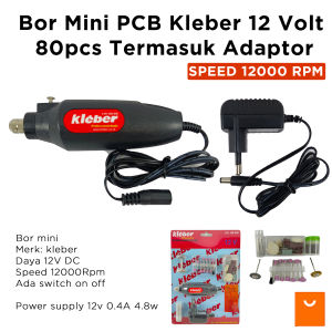Bor Mini PCB Kleber 12 Volt 80pcs Speed 12000 Rpm Termasuk Adaptor
