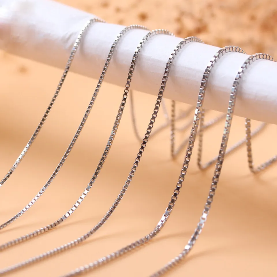 Made In Italy - 925 Sterling Silver Delicate 0.7 MM Box Chain With An Anti Tarnish Coating Gch016 - Foto 10