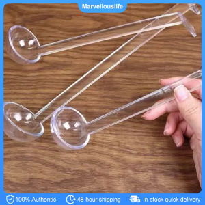 Transparent Plastic Long Handled Spoon 5.2x25cm Jam Scooper for Milktea Coffee Teaspoon PC Container Spoon