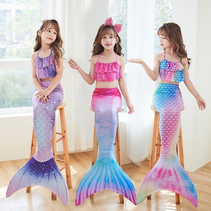 New Summer Wear 3pc Childrens Mermaid Costume Swimsuit For Girls