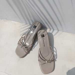 Sandal Wanita Selop Tali Terbaru 5cm || Mules Heels Hak Tinggi Kondangan