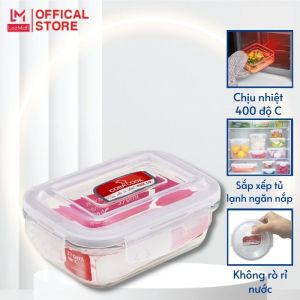 Hộp thủy tinh trữ thức ăn thực phẩm chịu nhiệt COBACOOK hộp chữ nhật dung tích 370ml- CBHL370