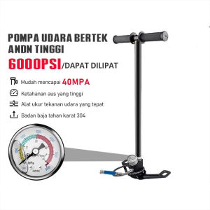Pompa Angin Dapat Dilipat Tekanan Tinggi 6000psi Tahap Pcp3 Besi Tahan Karat Inflator Sepeda Mobil Tiup