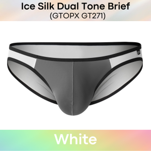 Mens Brief : Polyester Ice Silk Semi Translucent Dual Tone Bikini Brief Underwear (GTOPX GT271)