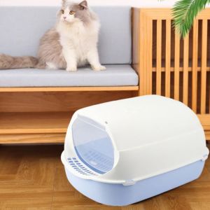 TEA7146 PP Pet Sandbox Large Capacity Splashproof Cat Litter Box Cleaning Basin Closed Cat Toilet Home