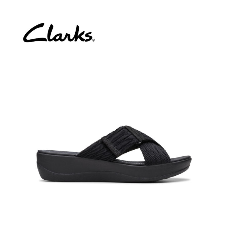 Clarks Womens Arla Wave Flat Sandals Black Lazada