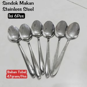 6 Pcs Sendok Stainless Steel Panjang 205cm Bahan Tebal Anti Karat