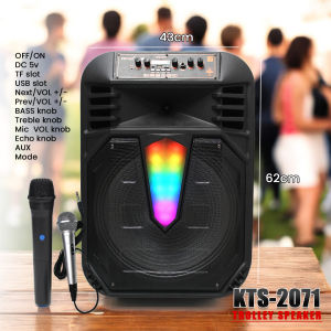 KTS 2071 15" Wireless Karaoke Speaker | Bluetooth Trolley USB/SD FM LED Lights Mic & Deep Bass