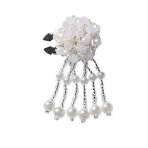 LONE TIMES Floral Tassel Cufflinks Elegant White Pearls Sleeve Button Fashion Chains Beaded Button Covers Shirt Accessories