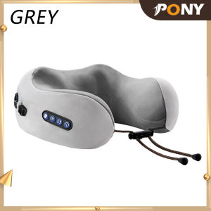 PONY U-shape Neck Pillow Massage with Heat 4in1 functions Travel Massager Pillow | USB Rechargeable | Memory Foam