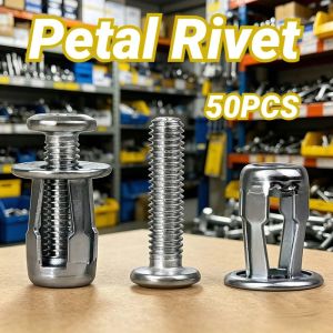 50PCS Hollow Wall Jack Rivet Nut Screw M4/M5/M6/M8 Zinc Plated Fastener for Panel Fixed Mounting
