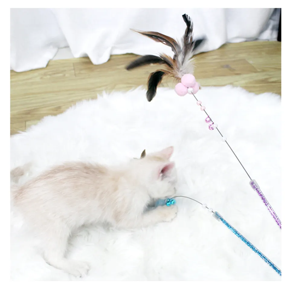 Cat Toys Kitten Interactive Stick Funny Cat Fishing Rod Game Wand