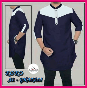 FC PROMO KOKO AL GHAZALI Baju Muslim Koko Pria Dewasa Lengan Pendek Kekinian / Koko Kurta Pakistan Jumbo Kekinian / [abu coksu marun putih tosca hitam]
