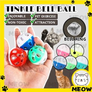 MEOW Pet Cat Toy Fun Hallow Tinkle Bell Ball Small Plastic Playing Ball Mainan Kucing Murah Bola Kucing Dog Toy Ball