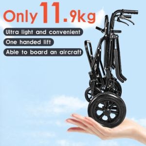 Multifunctional folding wheelchair aluminum alloy wheelchair light folding adult wheelchair travel portable simple trolley weighs 200kg and can be taken on the plane