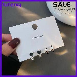 fufeng 4PCS Stainless Steel Hoop Earrings Cool Daily Wear Jewelry Accessories