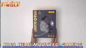 (HD1)TWOLF Thunder Wolf H160 Computer Headset Gaming RGB Light-up wired over-ear headphones with heavy bass and dazzling colors