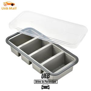 [UEB Mall] Large Ice Cube Tray Stackable Silicone Soup Freezer with Lid Silicone Freezer Moulds Leakproof Portable Compartmentalized Lunchbox Home Kitchen Tools