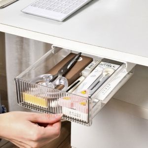 GEMMA Multipurpose Under Desk Drawer Organizer Slide Buckle Space Saving Drawer Storage Box Table Under Underwear Case Desk Storage Drawer Home
