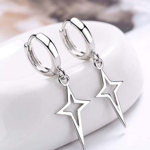 XINSU38 Punk Men Cool Gold Color Star & Cross Pendant Ear Studs