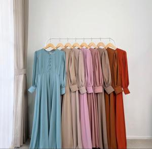 Gamis Wanita Muslimah Nazira Simple Elegan Bahan Crinkle Dress Nazira Panjang Ukuran LXLXXL Gamis Crinkle Terbaru