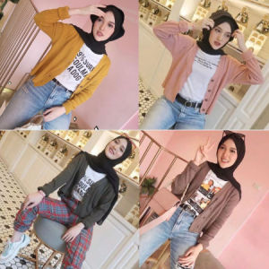 WILLY CARDY Cardigan Rajut Crop Wanita